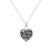 black lace on white in silver heart pendant necklace