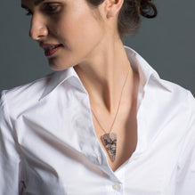 black lace modern long heart pendant necklace for 13th wedding anniversary