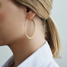 Large Matt Gold Hoop Earrings As Worn | Lily Gardner