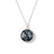 8th wedding anniversary medium round black lace on blue silver pendant | Lily Gardner London