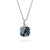 black lace on blue in square silver pendant necklace
