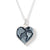 black lace on blue silk in silver heart pendant necklace