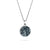 8th wedding anniversary round Black Lace on Blue in Silver Pendant Necklace - medium size