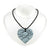large black lace on blue heart on beaded necklace for 8th wedding anniversary gift