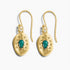 May Birthstone Emerald Gold Artisan Earrings