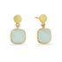 11th Wedding Anniversary Gold Aqua Chalcedony Square Drop Earrings