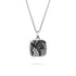 13th Wedding Anniversary Square Black Lace in Silver Pendant - Small