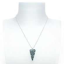 13th Wedding Anniversary Lace Blue long shaped Heart Pendant On a Chain Necklace
