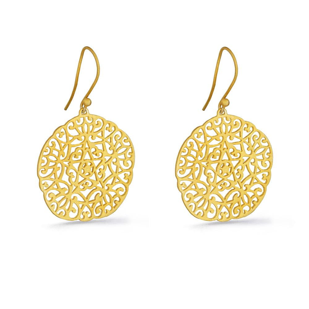 1st Wedding Anniversary Round Gold Filigree Earrings Lily Gardner