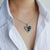 black lace on blue silver heart pendant necklace for 8th wedding anniversary as worn  | Lily Gardner London