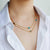 Long Semi-Precious moonstone labradorite aqua Stone Necklace as worn | Lily Gardner