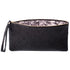 8th Wedding Anniversary Floral Black Leather Lace Print Lined Clutch