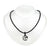 8th wedding anniversary small round black lace pendant on onyx bead necklace