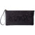 8th wedding anniversary  lace print lined floral black leather clutch 
