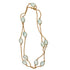 50th Wedding Anniversary Aqua Semi Precious Stone Long Gold Necklace