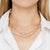Long Aqua Semi Precious Stone Long Gold Necklace on Model | Lily Gardner