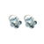 black lace on blue flower earrings on silver hoops