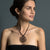 Large round black lace pendant with beaded onyx necklace as worn| Lily Gardner Londons 