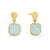 Gold Aqua Chalcedony Cushion Drop Earrings | Lily Gardner