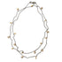 June Birthstone Long Silver Necklace with Pearls & Gold