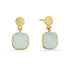 March Birthstone Aqua Chalcedony & Gold Square Drop Earrings