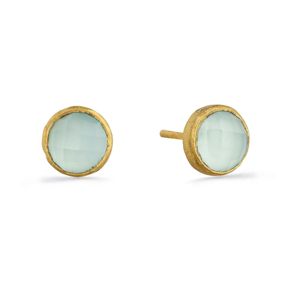 May Birthstone  Aqua Chalcedony Stud Earrings | Lily Gardner London 