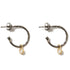 12th Wedding Anniversary Oxidised Half Circle Hoop Earrings with Pearl Drop