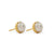 pearl and gold stud earrings from side | Lily Gardner London
