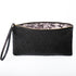 Floral Black Leather Lace Print Lined Clutch