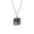 8th Wedding Anniversary Small Square Black Lace Silver Pendant Necklace