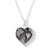 black lace on white in silver heart pendant necklace